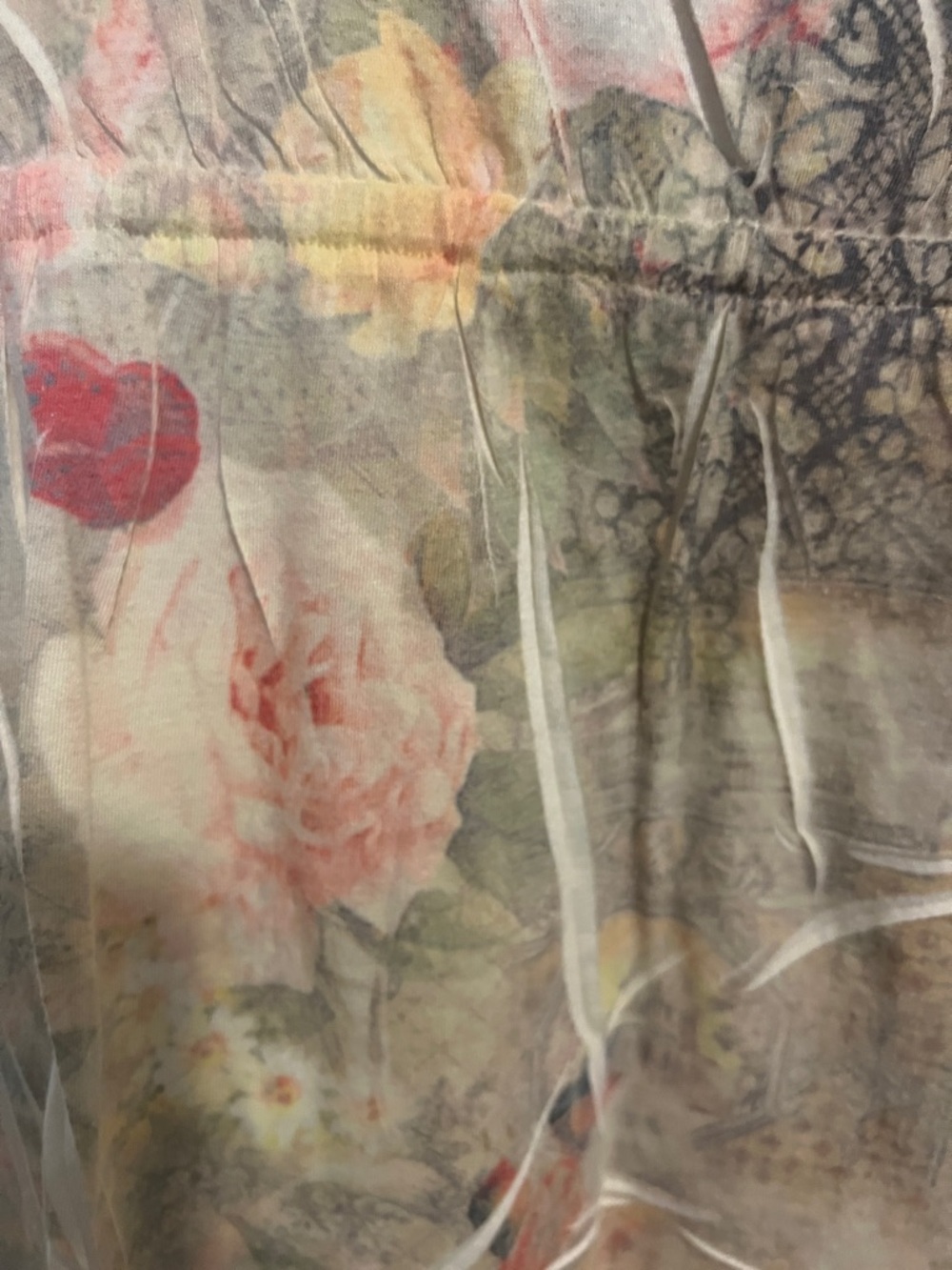 Love Floral V-Neck Short Sleeve Top in Cream and Pastel - Picture 3 of 4